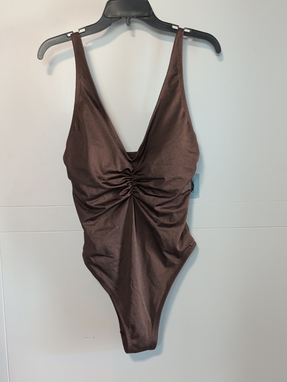 Shade & Shore Brown Ruched Front One-Piece Swimsuit